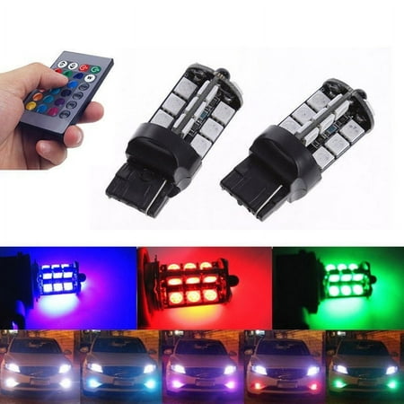

2Pcs T20 7440 Rgb 5050 Led 27 Smd Drive Fog Light Bulbs Remote Control Kit Colors