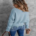 thumbnail image 3 of Mode des Femmes de Couleur Bloc Pull Manches Longues Creux Pompons en Détresse Pull, 3 of 4