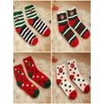 thumbnail image 6 of Gustave Christmas Fuzzy Socks, 4 Pairs Cute Coral Fleece Winter Warm Socks Holiday Slipper Sock for Xmas Women Girls "Sets of 4 mixed", 6 of 7