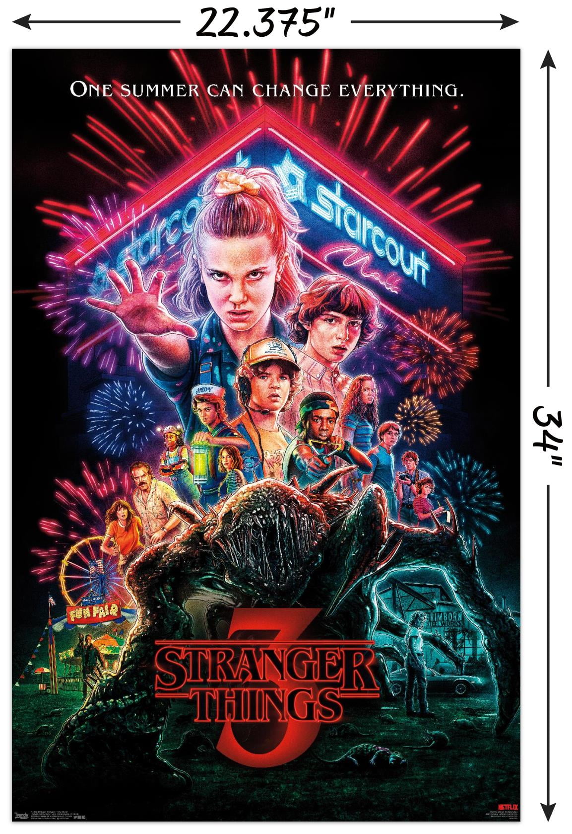 Netflix Stranger Things: Season 3 - One Sheet Wall Poster, 22.375 x 34,  Framed 