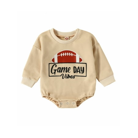 

Nituyy Baby Girls Boys Romper Autumn Long Sleeve Letter Rugby Print Playsuit