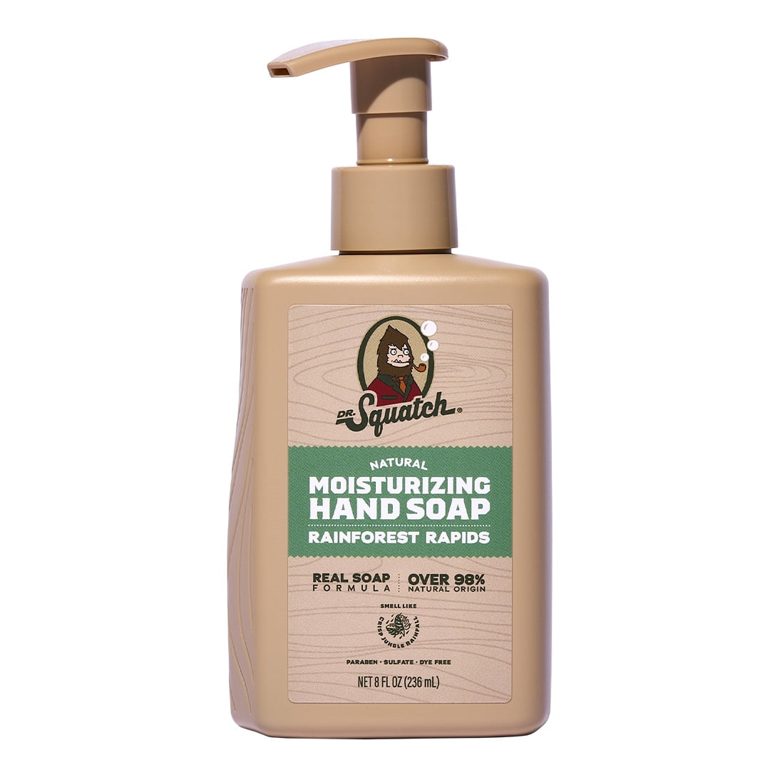 Dr. Squatch Liquid Hand Soap, Natural Moisturizing Hand Wash, Rainforest Rapids, 8 fl oz