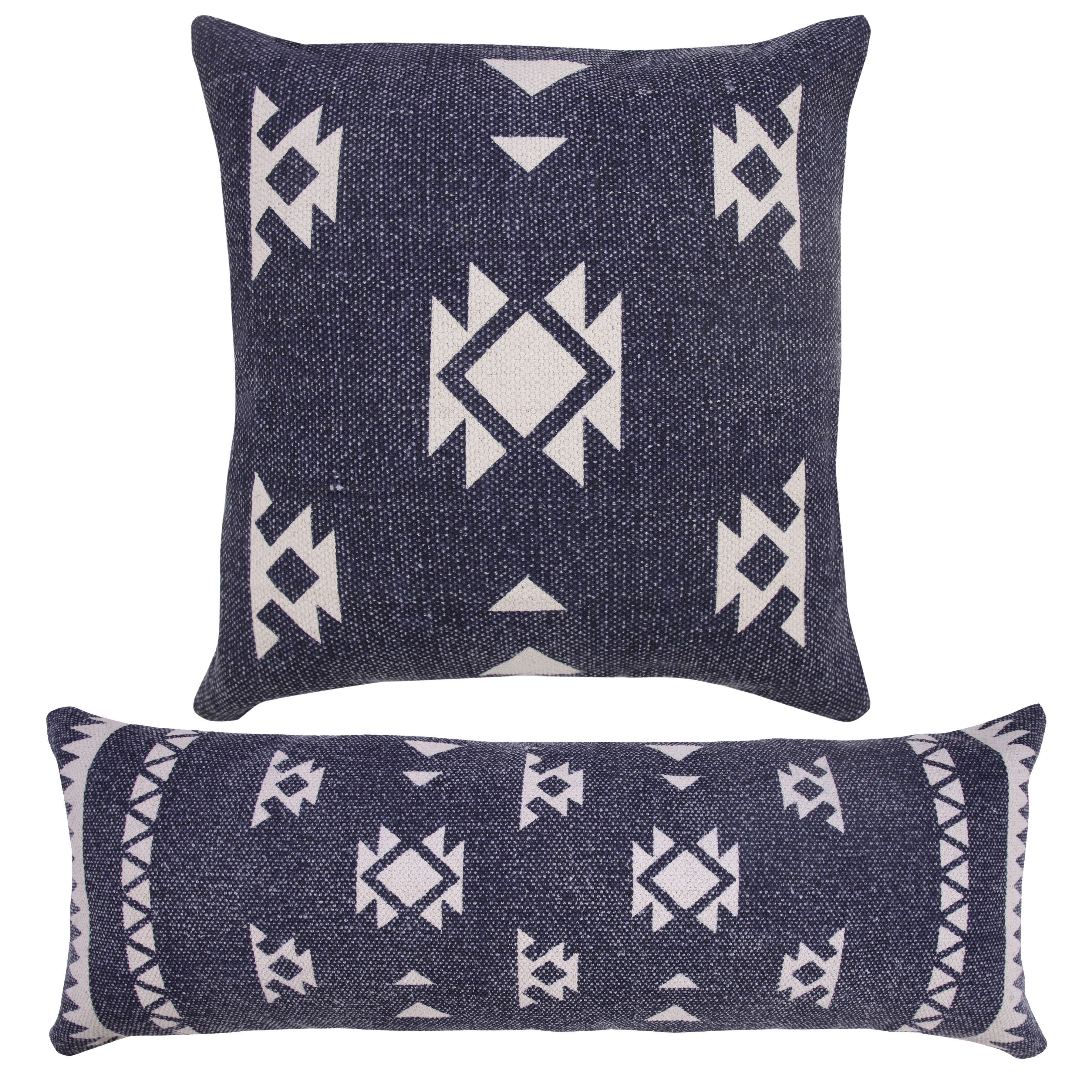 Harlow Hill 20" x 20" Blue Geometric Cotton Throw Pillow
