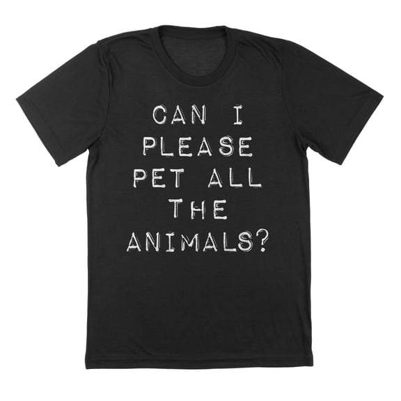 Pet All The Animals Humor Graphic Black Mens T-Shirt