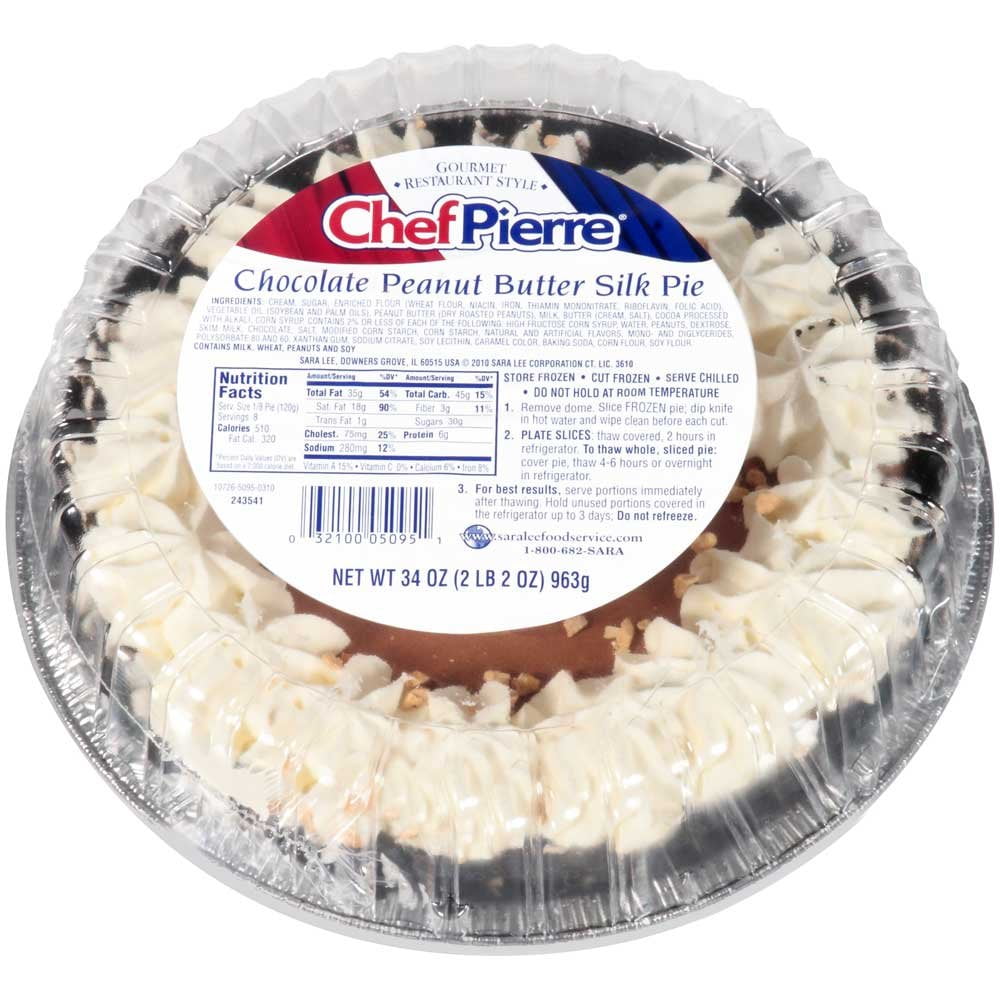 Sara Lee Chef Pierre Gourmet Chocolate Peanut Butter Silk Pie, 10 inch -- 4 per case.