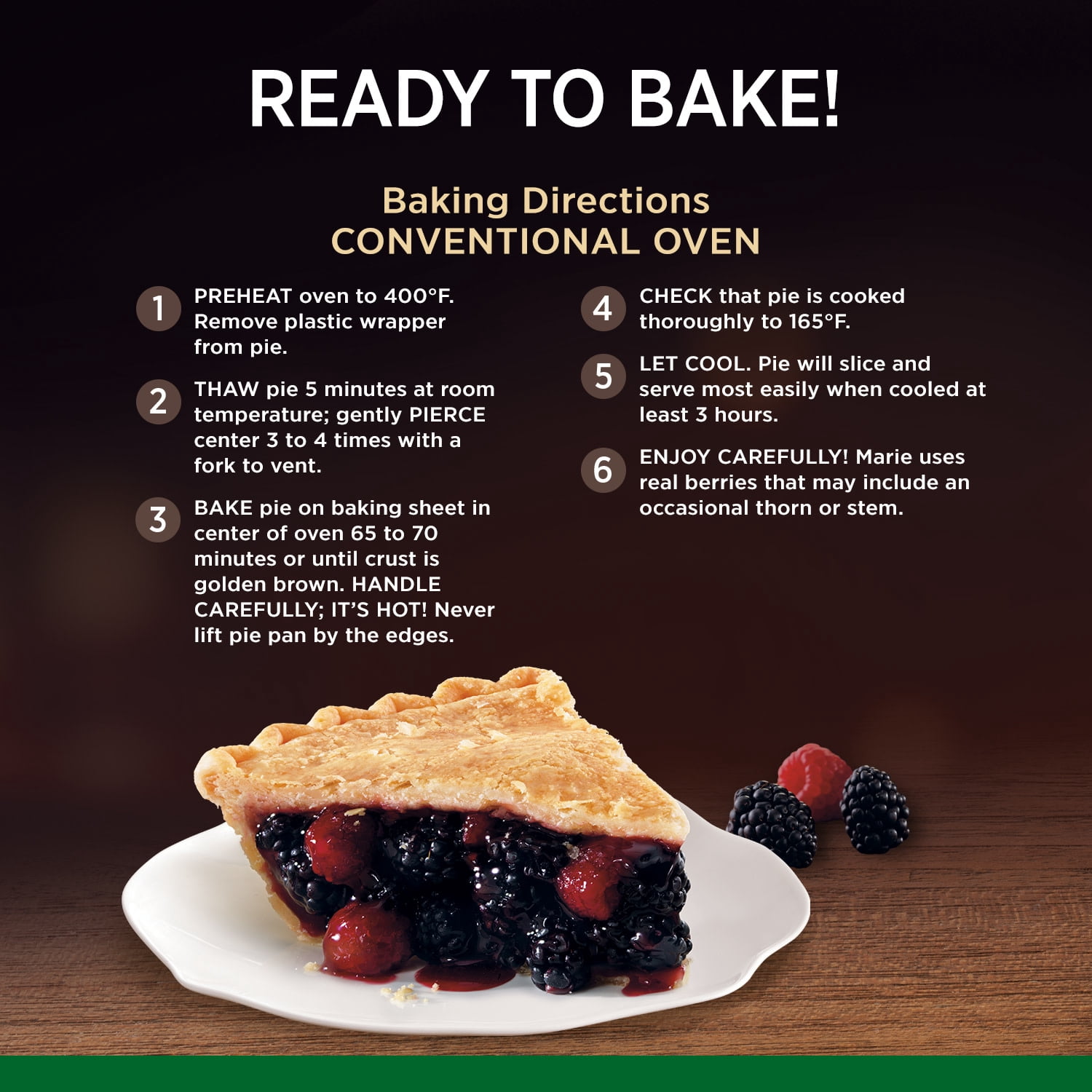 Marie Callender's Razzleberry Fruit Pie, Ready to Bake Frozen Dessert, 40 oz.