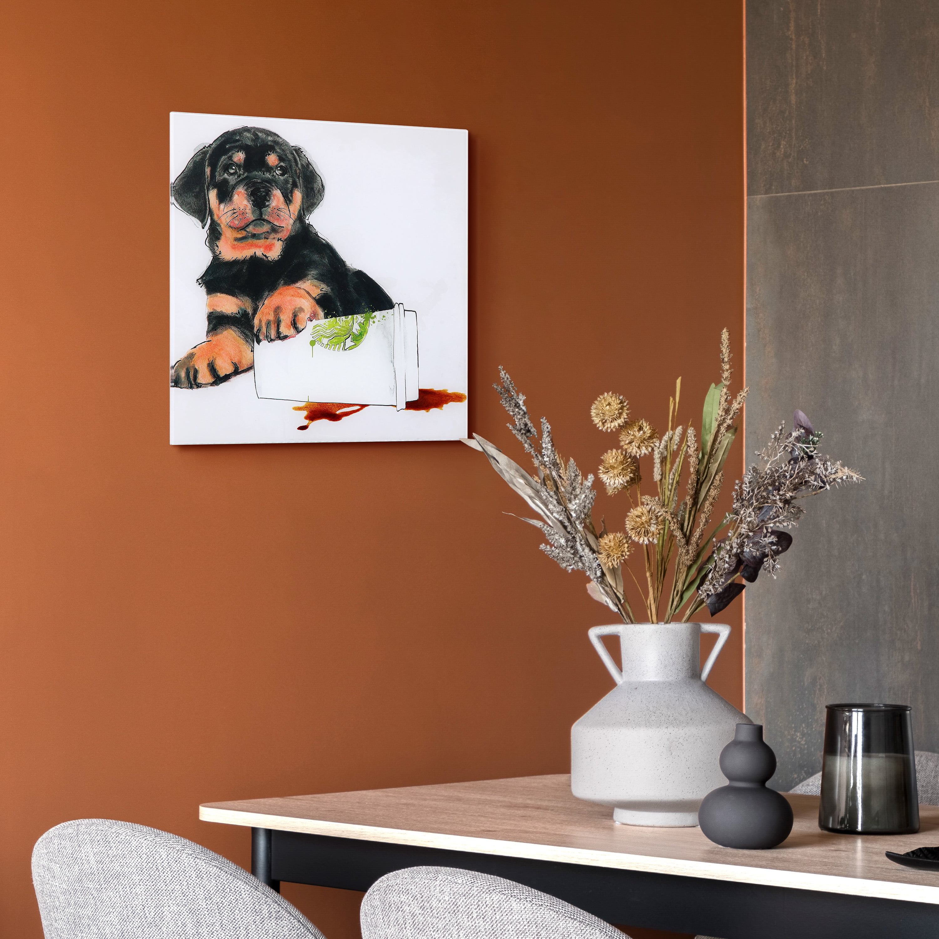 Empire Art Direct Java's Paw Frameless Free Floating Tempered Glass Panel Graphic Dog Wall Art, 20" x 20", Ready to Hang