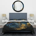thumbnail image 3 of Designart "Blue & Gold Geode Marbling" Abstract Liquid Ink Bedding Covert Set - Modern Blue Abstract Bed Set With 2 Shams, 3 of 6