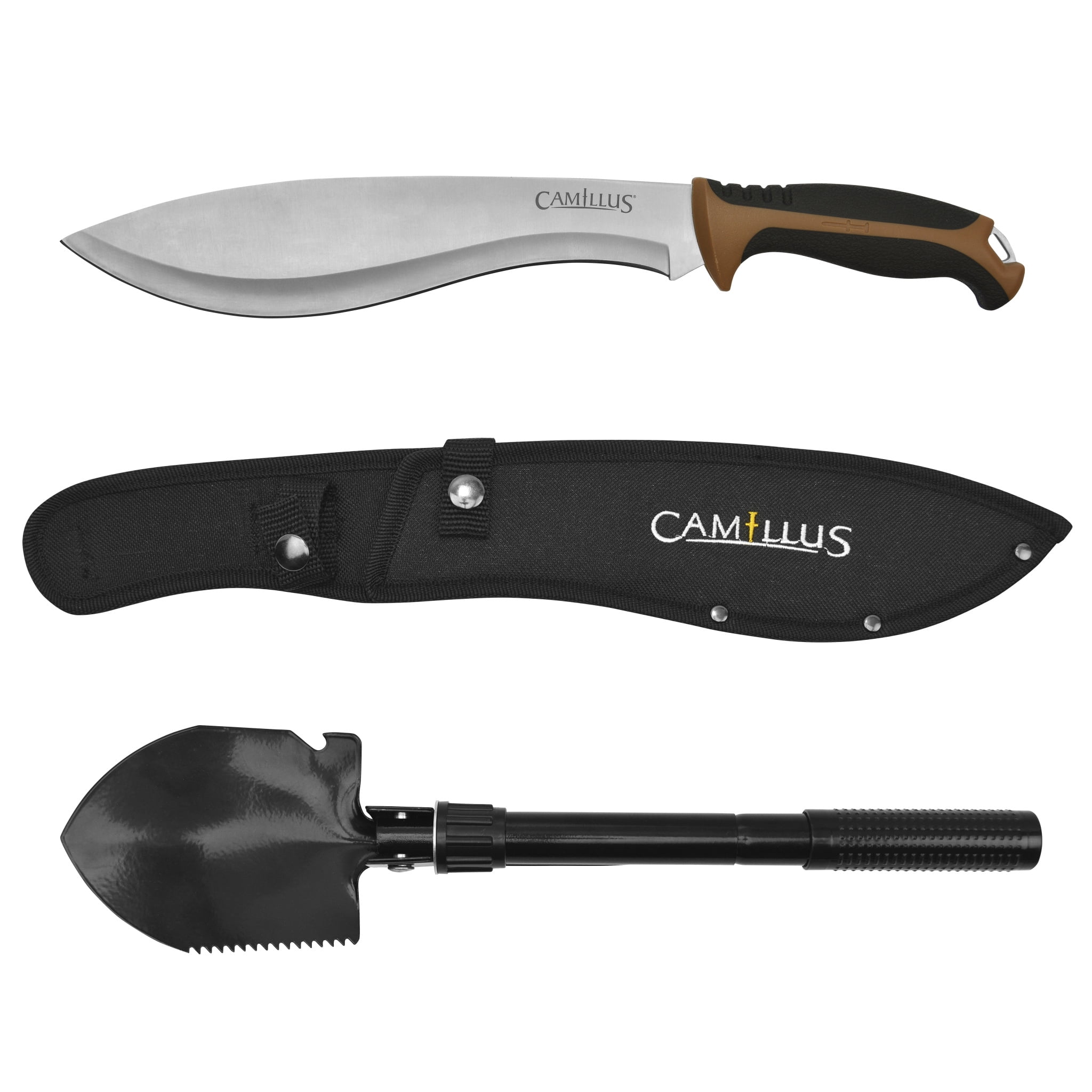 16” Machete With Sheath NEW CAMILLUS Survival Pak 16” Folding Shovel & Pick 