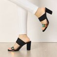 thumbnail image 2 of Sandalias Estampado De Leopardo Tacón De Bloque Para Mujer Negro 41, 2 of 7