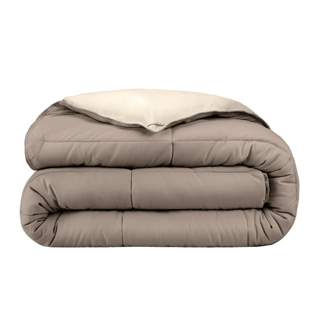 Edredón de Plumón Alternativo Bare Home Reversible 1800 Tamaño King/Cal King Gris Topo/Arena