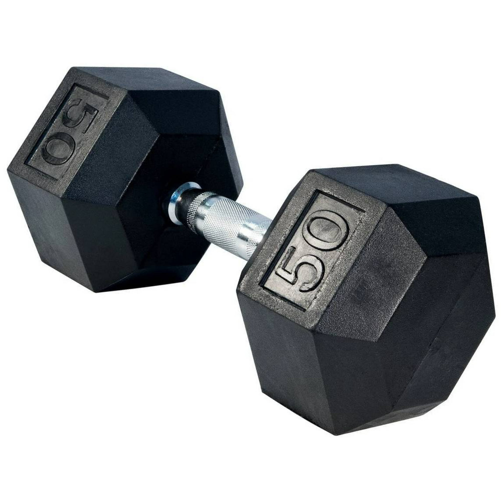French Fitness Rubber Coated Hex Dumbbell Set 5 50 Lbs New