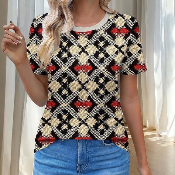 Cutuoiiu Women's Round Neck Short Sleeve Cute Floral Print Tshirts Gifts