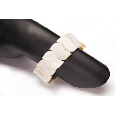 - White Mother-Of-Pearl Bracelet Beads Double Drilled Curve Shell Beads Size:14x21mm
