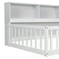 thumbnail image 6 of Miniyam Twin Floor Bed with Bookcase Shelves and Guardrails, Wood Low Profile Bed Frame, White, 6 of 7