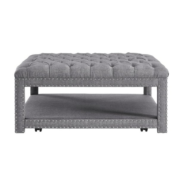 Beaumont Lane On Tufted Coffee Table Ottoman In Gray Com Beaumont Lane On Tufted Coffee, Ottoman Coffee Table Grey