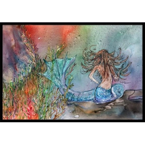 Brunette Mermaid Water Fantasy Indoor or Outdoor Mat, 24 x 36 in.