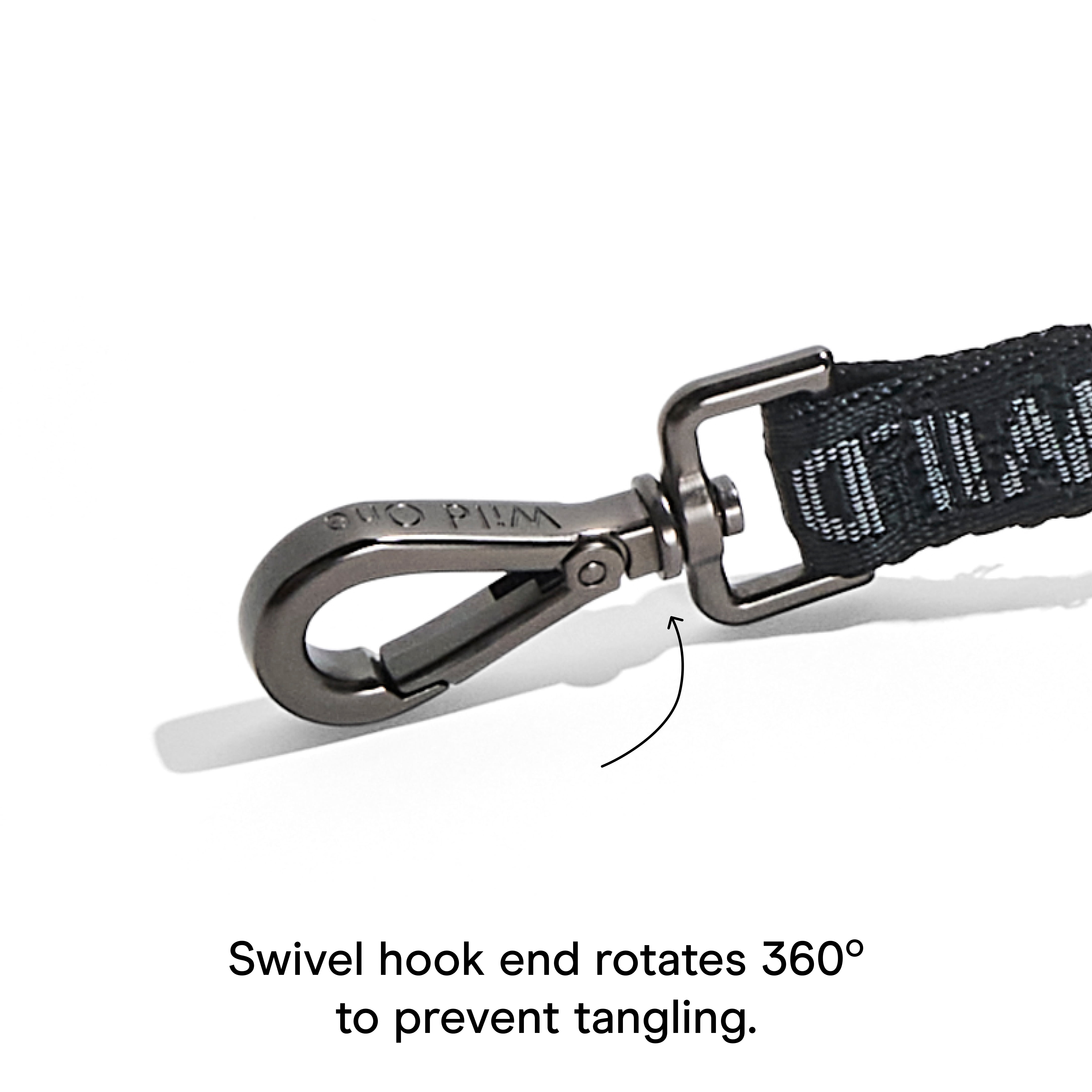 Wild One 6ft Heavy Duty Lightweight Nylon Dog Leash, Black Reflective