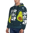 thumbnail image 3 of Kdxio Avocado in Space1 Print Mens Casual Hooded Collar Drawstring Hoodies Pullover Sweatshirts Casual Long Sleeve Shirts-Large, 3 of 7