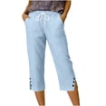 thumbnail image 6 of Ladies Cropped Trousers,Elasticated Waist Capri Pants for Women,Casual Plain Drawstring Loose Summer Trousers with Pockets Lightweight Straight Leg 3/4 Lounge Pants, 6 of 6