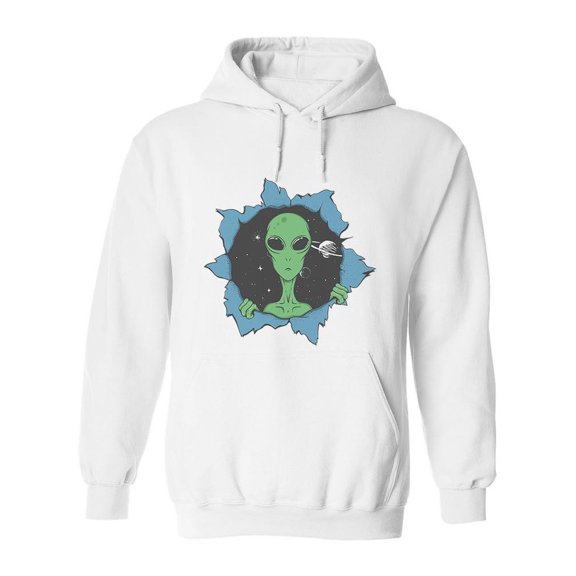 Alien Through Hole Design Hoodie Men -Image by Shutterstock, Male x-Large