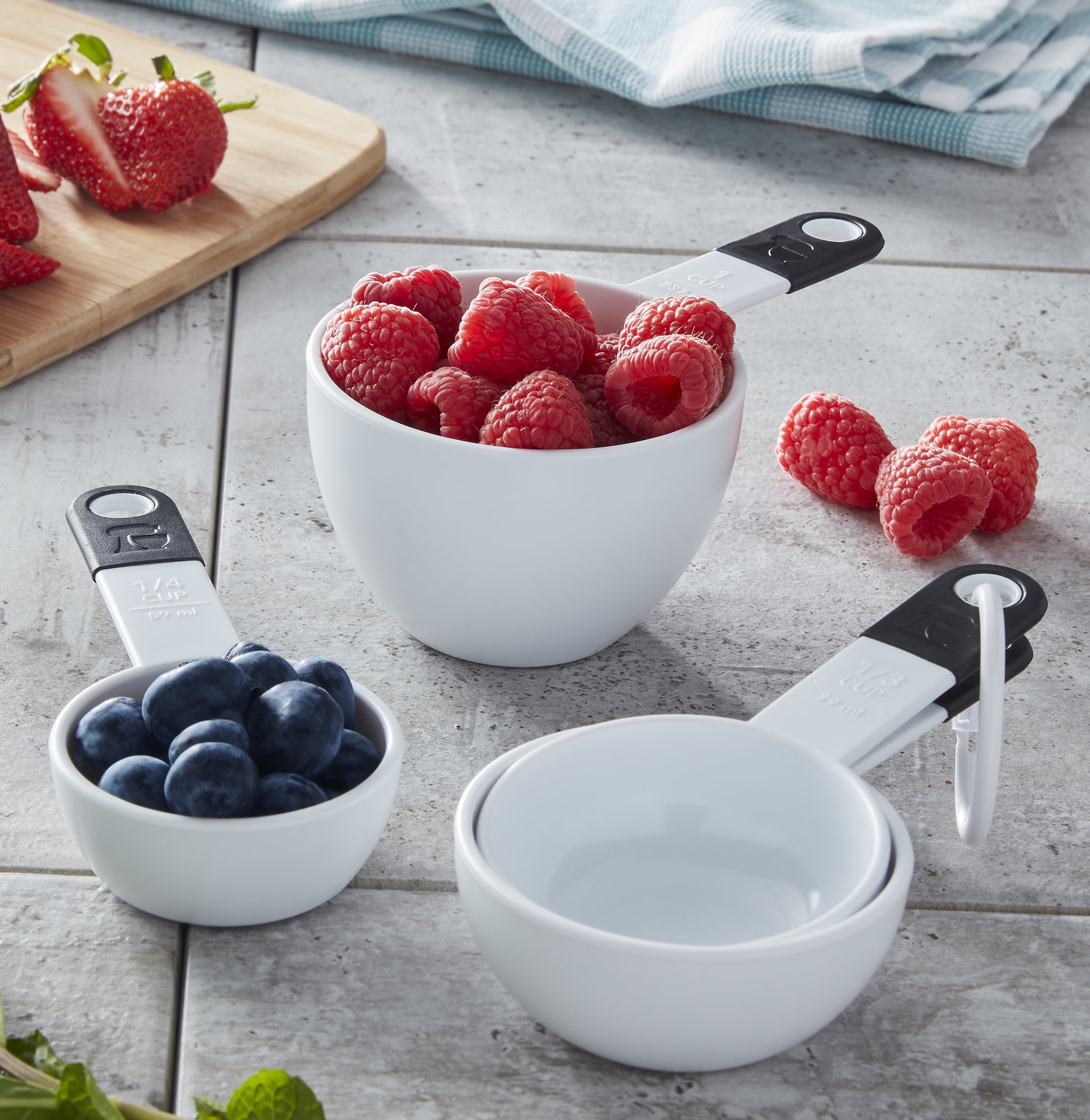 KitchenAid Set of 4 Dishwasher Safe Measuringcups in White Walmart