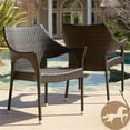 thumbnail image 2 of Noble House Cliff Wicker Patio Dining Arm Chair in Brown (Set of 2), 2 of 13