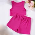 thumbnail image 4 of Cethrio Girls Summer Outfit Sets, Cotton Sleeveless Gifts T-shirts with Shorts Sets Hot Pink Size 5T, 4 of 8