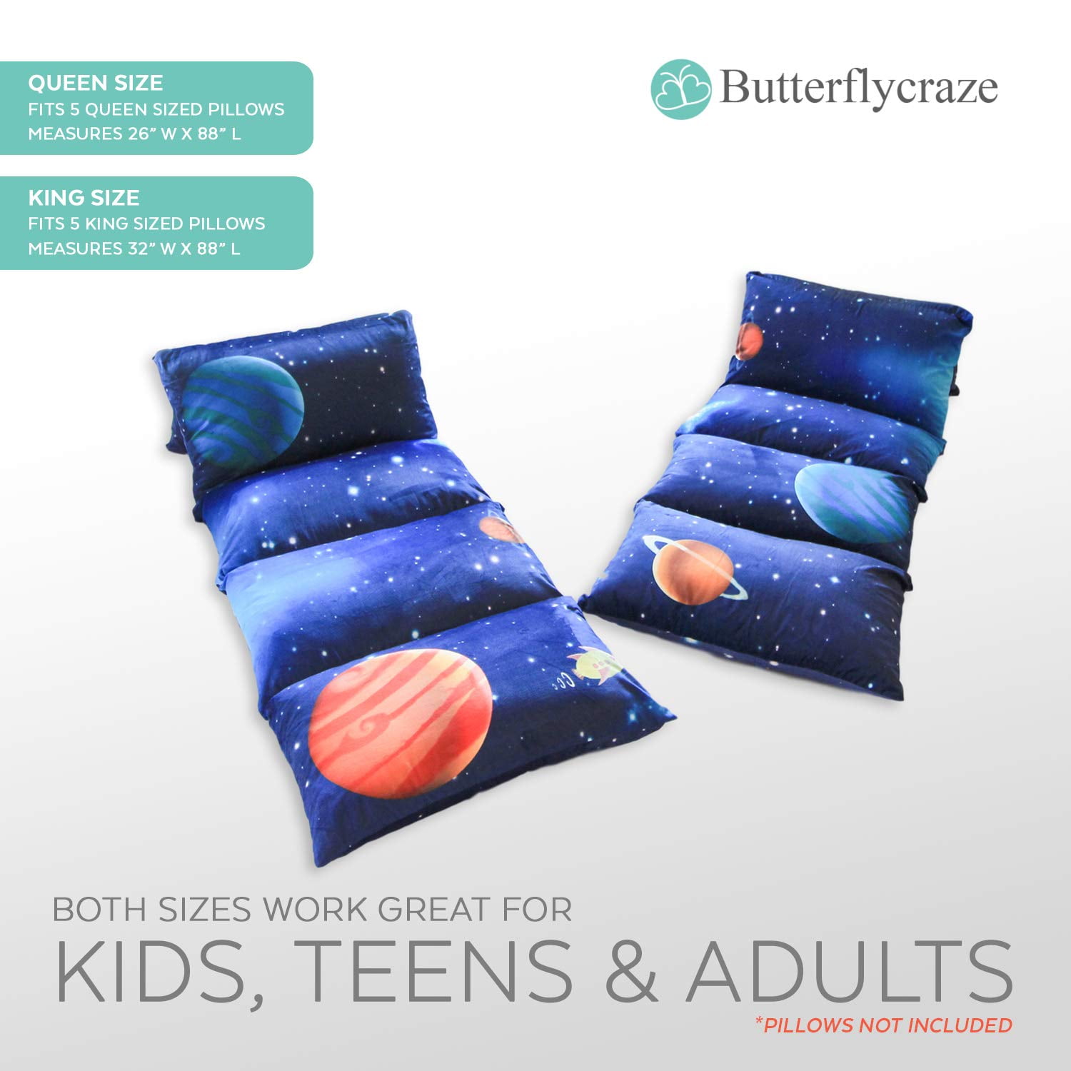 Butterfly Craze Girls Floor Lounger Seats Cover and Pillow Cover Made of Super Soft Luxurious Premium Plush Fabric Perfect Reading and Watching TV Cushion Great for SLEEPOVERS Slumber Parties