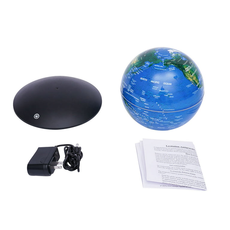 Loyalheartdy Magnetic Levitation Globe, 6 inch LED Multi-Color Floating Globe Suspended Rotating Earth World Map Globes Desk Lamp 12V, Size: Dia 6in