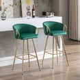thumbnail image 4 of Tcbosik 2 Pack Upholstered Bar Stools, Velvet Fabric Counter Height Bar Stool with Metal Frame for Kitchen Island, Living Room, Green, 4 of 8