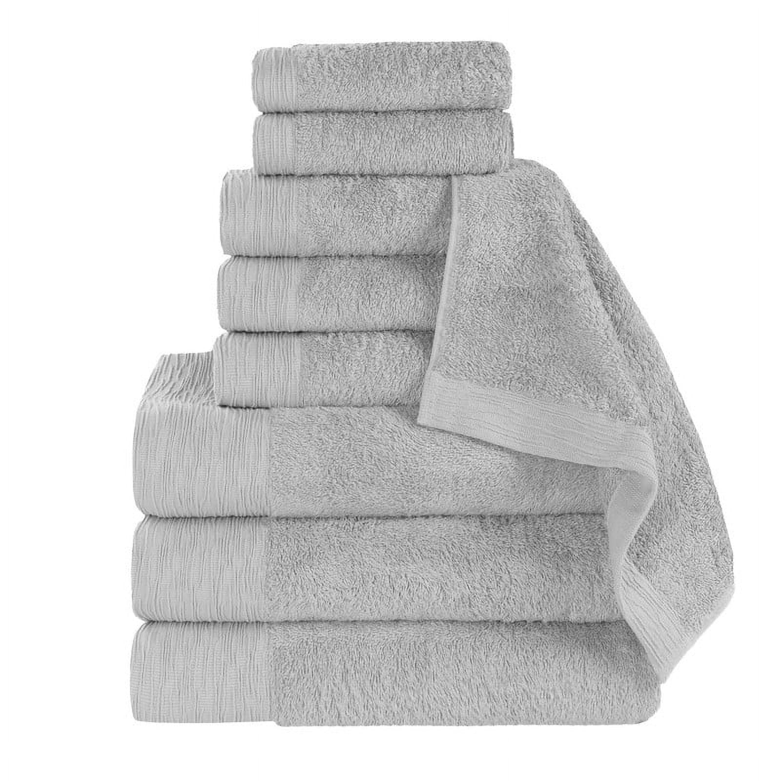 Superior Rayon from Bamboo Soft Modern 9-Piece Towel Set, Platinum