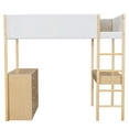 thumbnail image 6 of Loft Bed with Storage Shelf, Drawers and Desk, Teddy Fleece Wooden Loft Beds Frame with Convertible Desk, Soft Padding and Plush Fabric, Wood High Loft Beds with Ladder(Natural, Full), 6 of 9