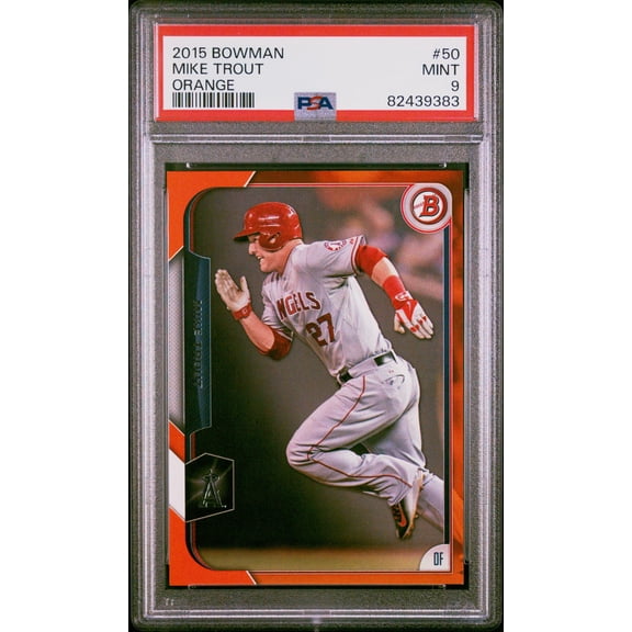 2015 Bowman #50 Mike Trout Orange /25 PSA 9