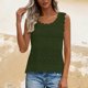 thumbnail image 4 of Camisola Beige Tops para las Mujeres Encaje Punto sin Mangas con Nervaduras Relajado Ajuste, Tela Abierta Sólida, Escote Escarpado / Doblado, 4 of 9