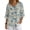 Blue Fish & Waves, variant on 3/4 Sleeve Shirt Top for Outdoor Vacation, Moon Blossom Print Button Down Button Front Imitation Linen-Like Blouse Casual, Size Medium