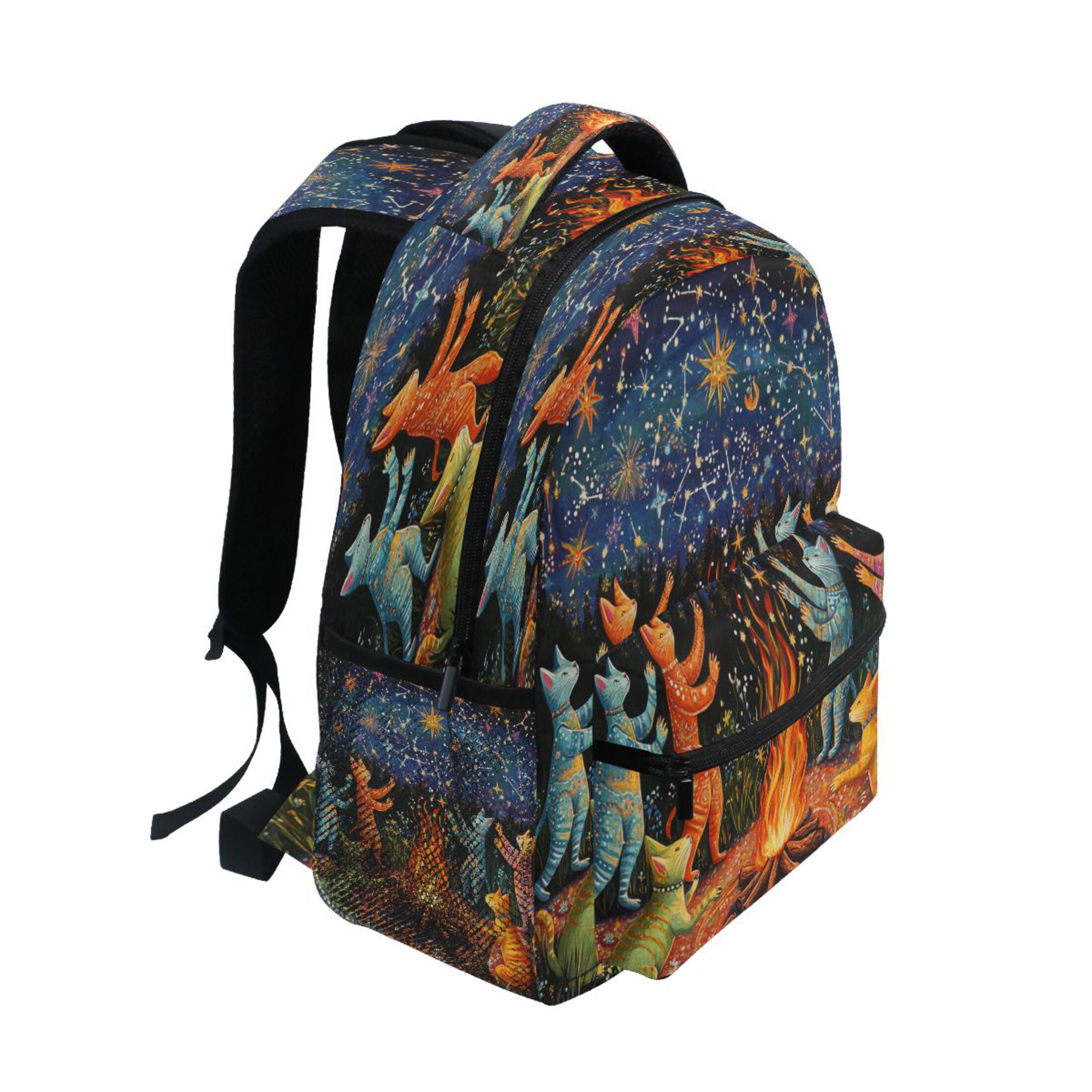 DIXRUYEE Backpack Schoolbag Cats under The Starlit Sky Pattern 15L/18L 2-SIZE