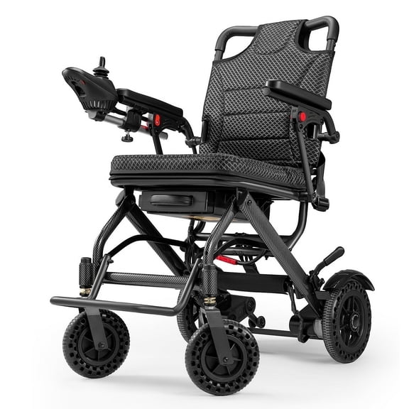 Lightweight Electric Power Wheelchair 36lbs,Foldable All Terrain Motorized Wheelchair for Travel,Black, 220 lb Limit