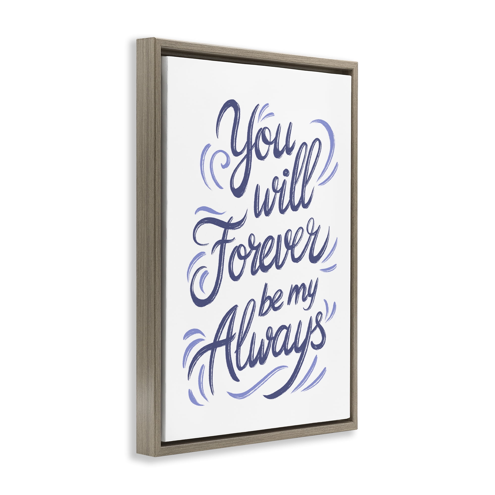 Stupell Industries Forever Be My Always Brown Framed Floater Canvas Wall Art, design by Martina Pavlova