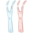 thumbnail image 1 of 2 soportes para hilo dental con carrete incorporado, alambre plano, repuestos (rosa + azul), 1 of 7