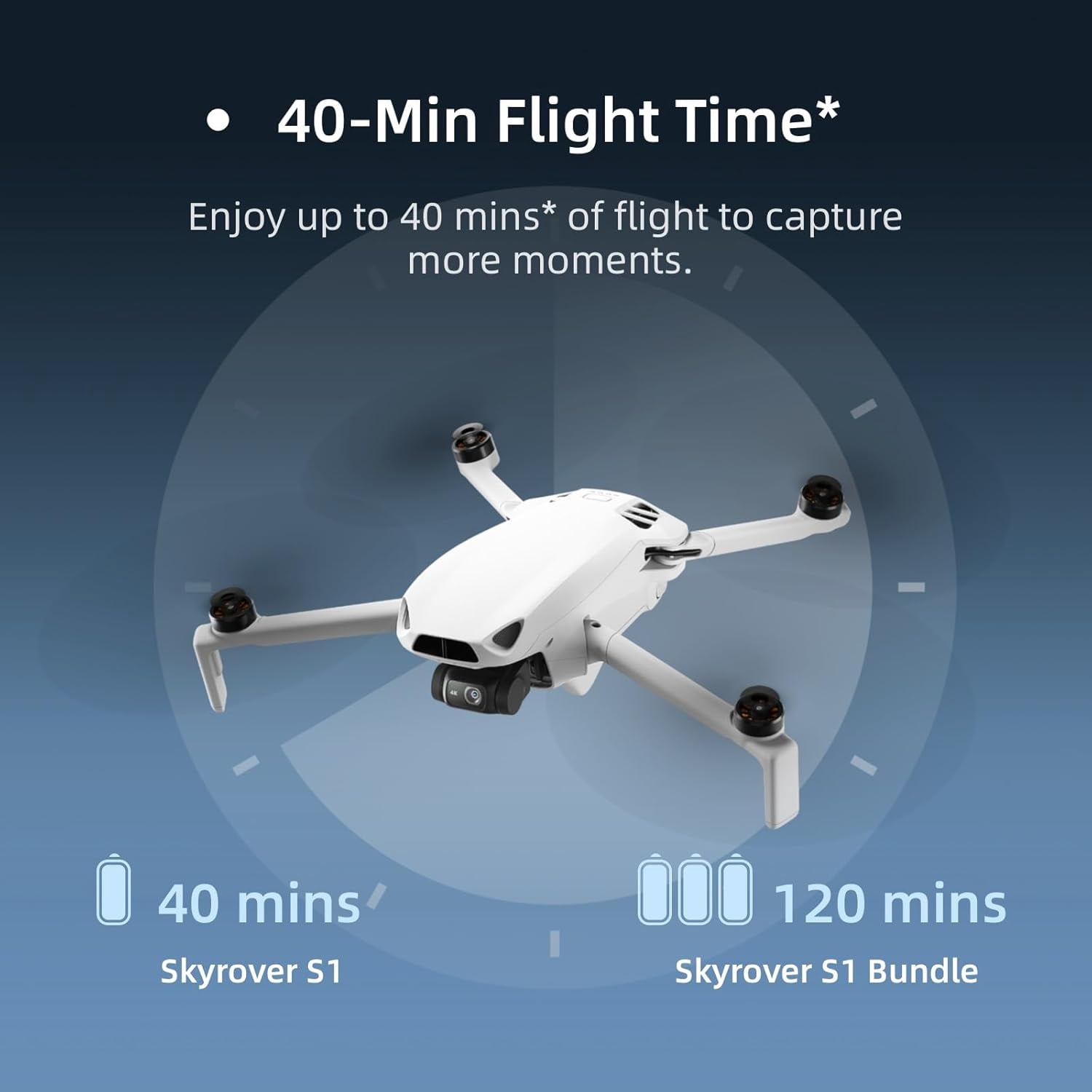 Skyrover S1 4K Drone with Remote Controller, White