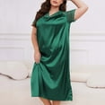 thumbnail image 2 of yillto Womens Plus Size Nightgowns Satin Silky Lace Short Sleeve V Neck Loose Sleepwear Nightdress, 2 of 6