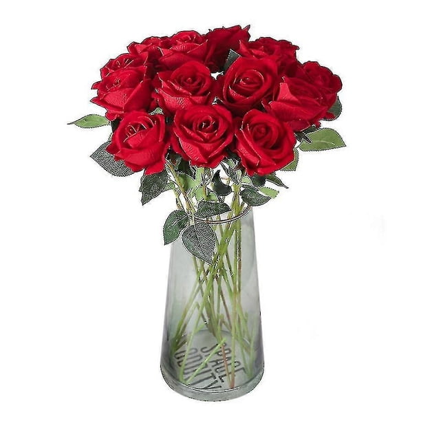 10pcs Real Touch Rose Flowers Flannel Flower Compatible With Wedding Home Decor