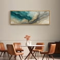 thumbnail image 4 of Large Framed Canvas Wall Art Blue Abstract Waves Print for Modern Living Room Decoration - 60"x20" Natural Framed, 4 of 7