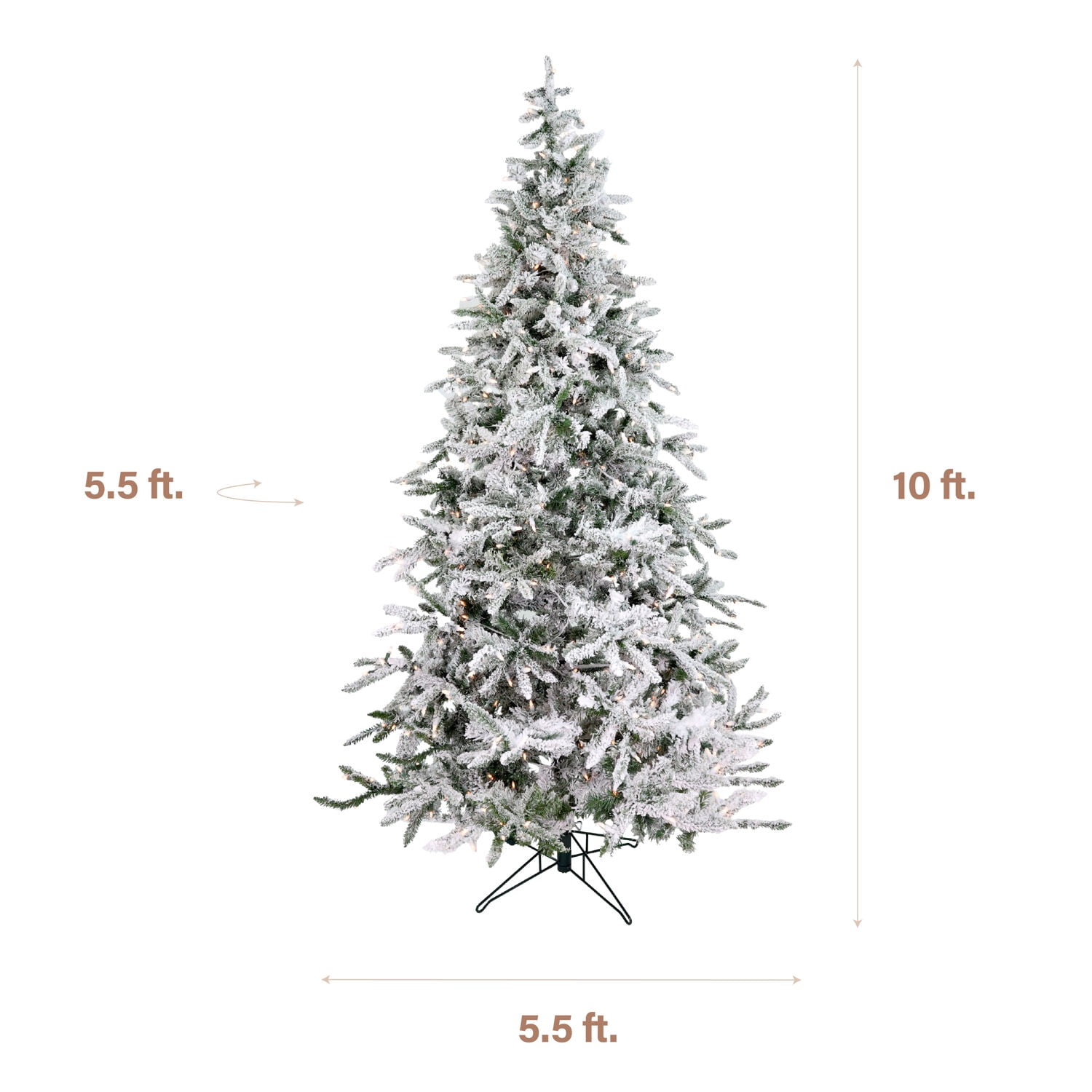 Fraser Hill Farm 10-Ft Flocked Mountain Pine Artificial Christmas Tree with White Incandescent Smart Lights, FFMP010-3SN