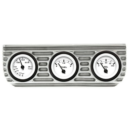 Fuel Gauge Bezel - Vintage Finned 3 Gauge Bezel Mount w/ Aurora Boost Fuel and Oil Gauges