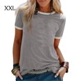 thumbnail image 1 of Camiseta de mujer Blusa informal de manga corta con costuras en bloques de color, gris claro, XXL Advancent AP002400-25, 1 of 5