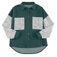 thumbnail image 6 of IROINNID Women's Corduroy Jacket Turndown Lapel Contrast Color Long Sleeve Loose Leopard Pockets Splicing Buttons Tops Outerwear Jacket Coat, Green, 6 of 7
