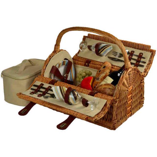 Yorkshire Picnic Basket for 4-Wicker-SC Stripe