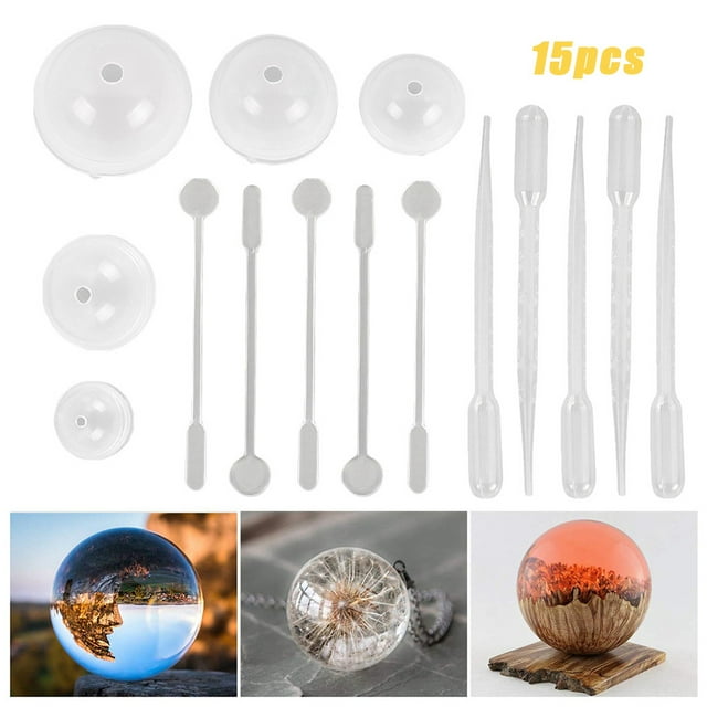 NARABB 15 Pcs Moules à Sphères Époxy Ronds Outils de Bougie en Résine - Moules en Silicone en Liquidation